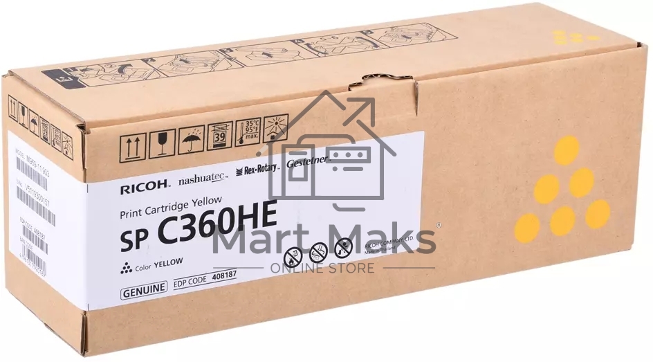 Картридж лазерный Ricoh SP C360HE жёлтый для SP C360DNw/SP C360SNw/SP C360SFNw/SP C361SFNw 6000 страниц.