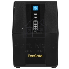 Источник бесперебойного питания ExeGate Power Back BNB-650.LED.AVR.2SH.RJ.USB (650VA/360W, LED, AVR,2*Schuko, RJ45/11, USB, батарея 12V 7.2Ah, Black)