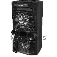 Мобильные колонки SVEN PS-655 2.0 черные (2x25W, mini Jack, USB Type-C, USB flash, Bluetooth, FM, micro SD, ПДУ, LED экран, 4400 мA, RGB подсветка)