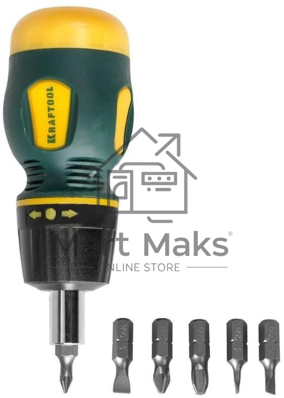 Набор KRAFTOOL 26190-H7 отвертка реверсивная с битами SL3/5/6мм PH1/2/3 7шт