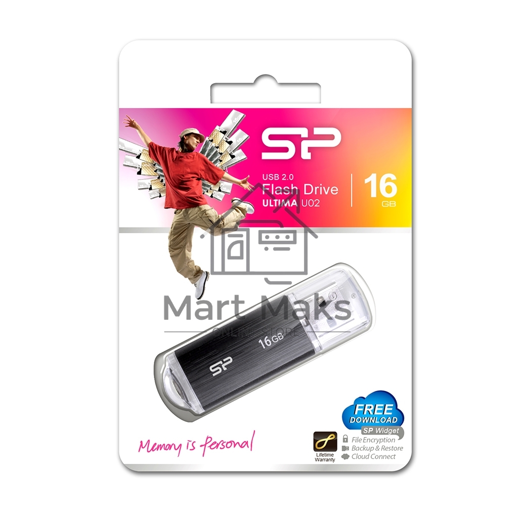 Флешка USB R/W R/W 16Gb Ultima U02 SP016GBUF2U02V1K USB2.0 черный
