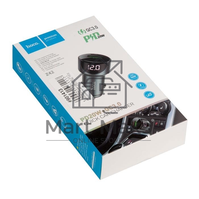Автомобильная зарядка (от прикуривателя) HOCO Z42, PD20, QC3.0, один порт USB, один порт Type-C, серый