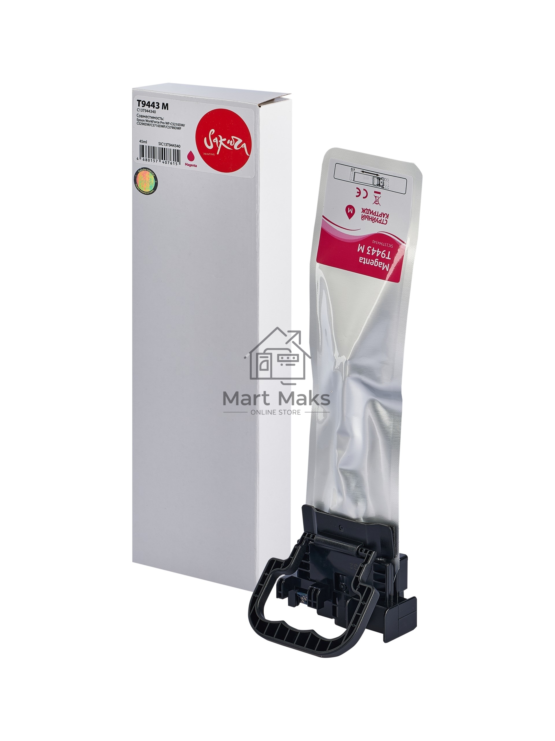 Контейнер с чернилами Sakura C13T944340 (T9442 M) для Epson, пурпурный, 45 мл., 3000 к.