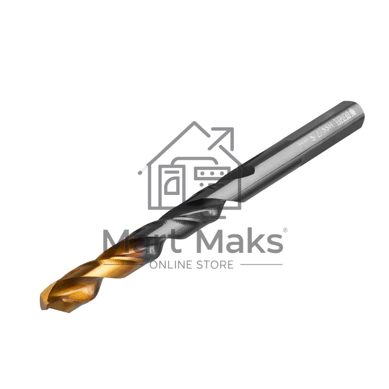 Сверло по металлу, 7,5 мм, HSS-Tin, Golden Tip, 8 шт. Denzel