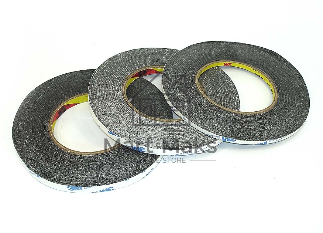 Скотч 3M 9448A двусторонний черный, ширина 8мм 50м