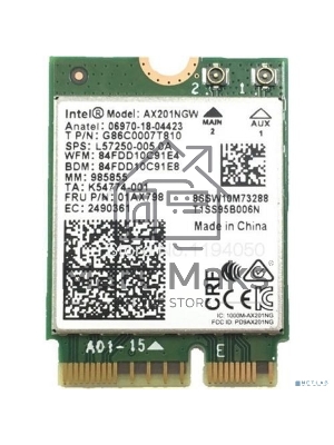 Плата сетевого контроллера Intel® Wi-Fi 6 AX201, 2230, 2x2 AX+BT, No vPro®,999TD0