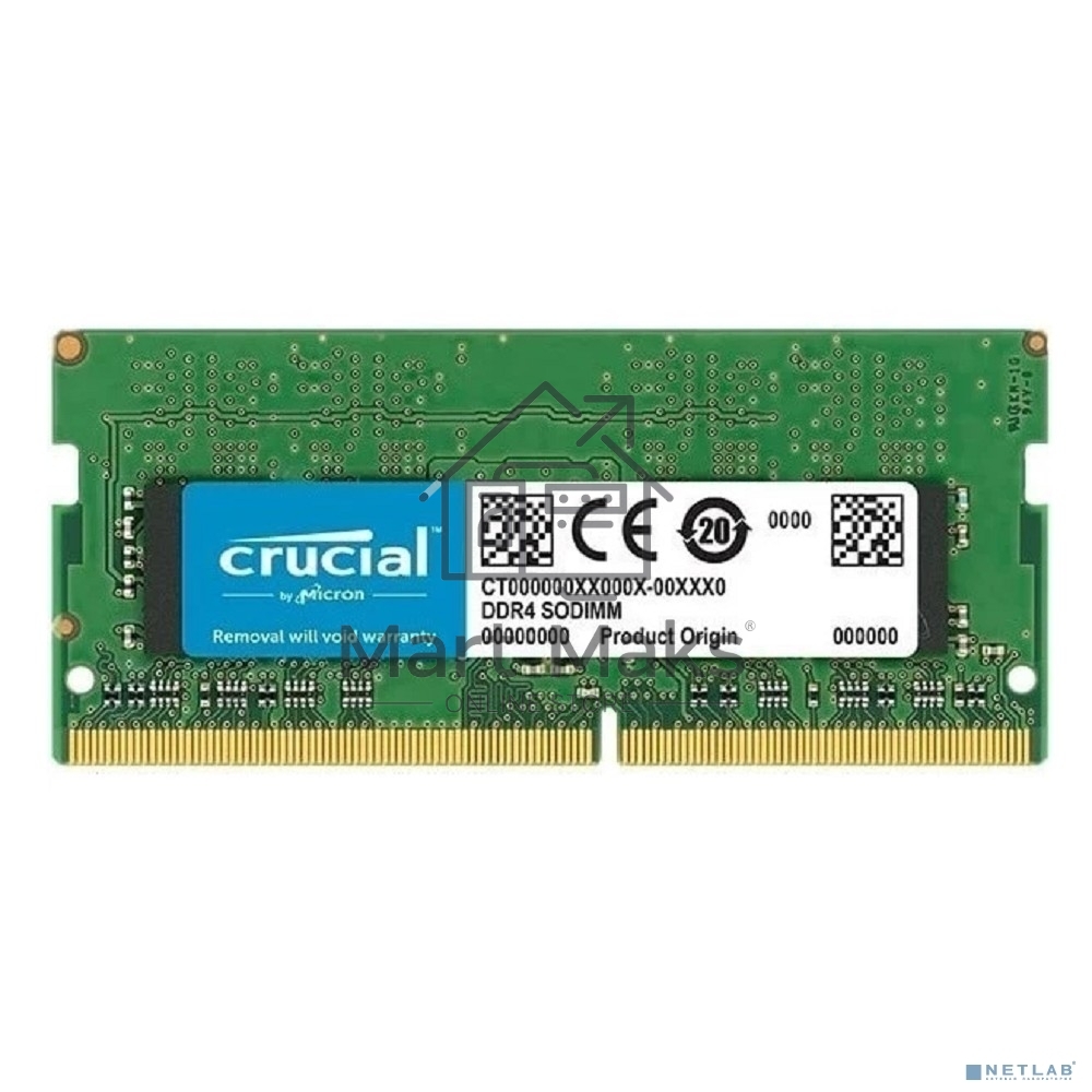 Оперативная память Crucial, DDR4, 8GB (1x8 GB), 3200 MHz, CL22, SO-DIMM