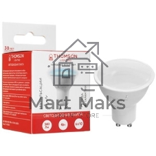 Лампа cветодиодная LED Thomson TH-B2328 GU10, полусфера, 10Вт, 6500К, белый холодный, 1 шт.