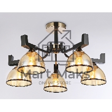 Светильник Ambrella light TR9099/5 BK/GD/TI черный/золото/янтарь E27*5 max 40W D600*316