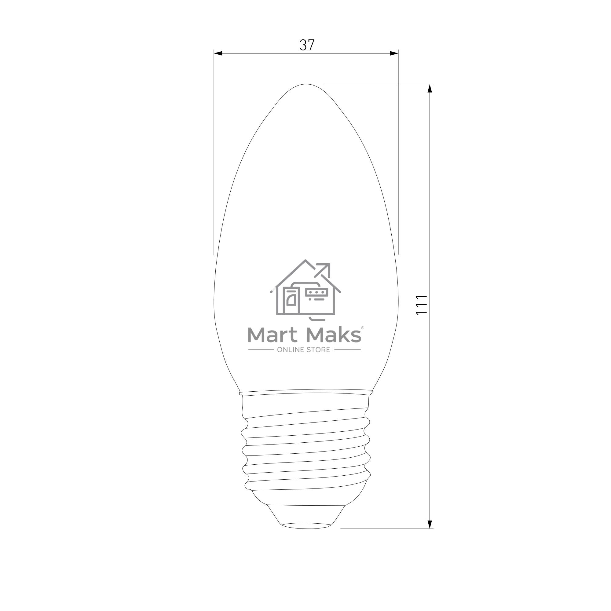 BLE2724/ Светодиодная лампа Свеча СD LED 8W 6500K E27