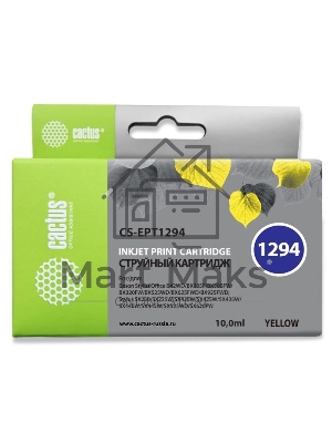 Картридж струйный Cactus CS-EPT1294 (T1294) желтый (10 мл) для Epson Stylus Office B42/BX305/BX305F/BX320/BX525/BX625/SX420/SX425