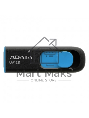 Флешка USB ADATA UV128 (AUV128-128G-RBE), 128Gb, USB 3.0, R/W 100/30, черный/синий