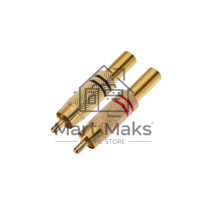 Разъем штекер Proconnect RCA металл пайка ZN черный/красный GOLD