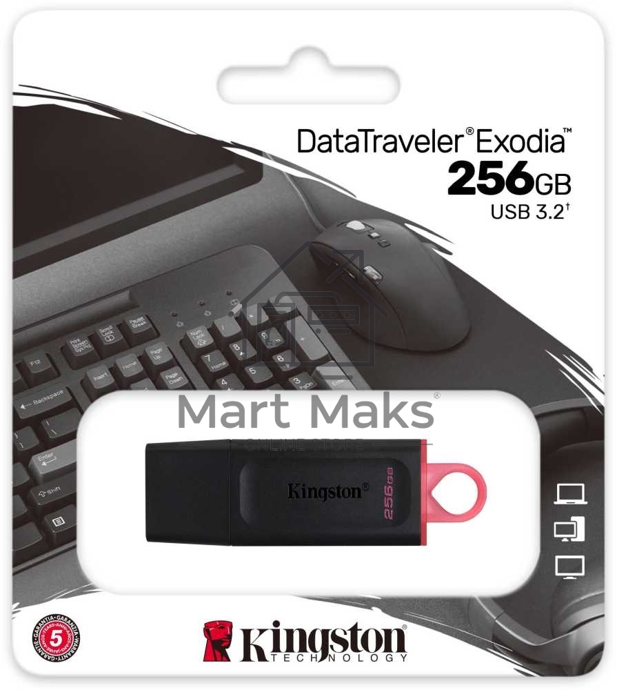 Флешка USB R/W R/W Kingston 256GB USB3.2 Gen1 DataTraveler Exodia (Black + Pink)