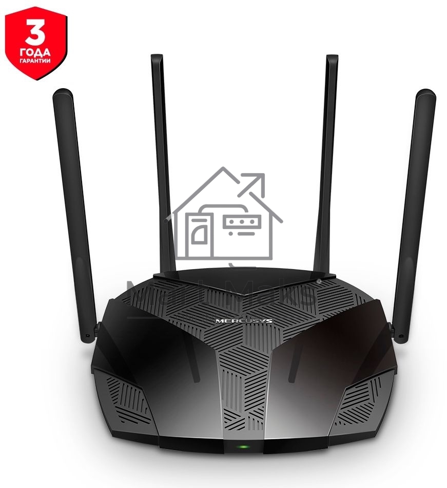 Роутер Mercusys MR70X AX1800 Dual-Band WiFi 6 Router, 574 Mbps at 2.4 GHz + 1201 Mbps at 5 GHz,4× Fixed External Antennas, 3× Gigabit LAN Ports, 1× Gigabit WAN Port, 1024-QAM, OFDMA, Router/Access Point Mode, MU-MIMO, WPA3, TWT, BSS Color