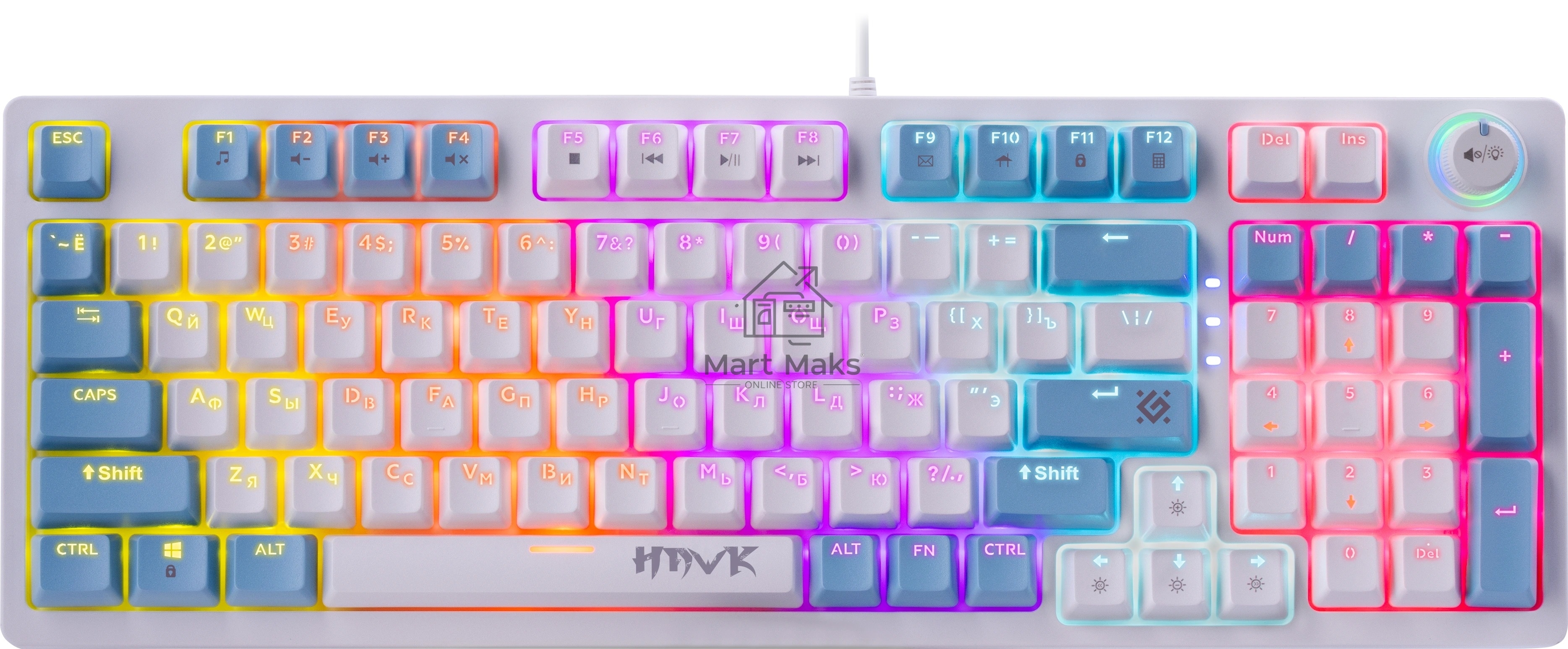 Клавиатура Defender Hawk GK-418 проводная, USB, белый + голубой