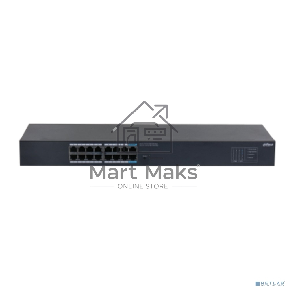 Коммутатор гигабитный 16-портовый неуправляемый Dahua DH-SG1016 16xRJ45 1Gb, коммутация 32 Гбит/с, MAC-таблица 8К, металл