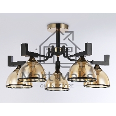 Светильник Ambrella light TR9099/5 BK/GD/TI черный/золото/янтарь E27*5 max 40W D600*316