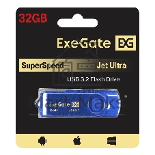 Exegate EX302050RUS USB-флеш накопитель ExeGate Jet Ultra 32GB синий (USB3.0/=USB3.1 Gen1/=USB3.2 Gen1 5Gbps, пластик/металл)