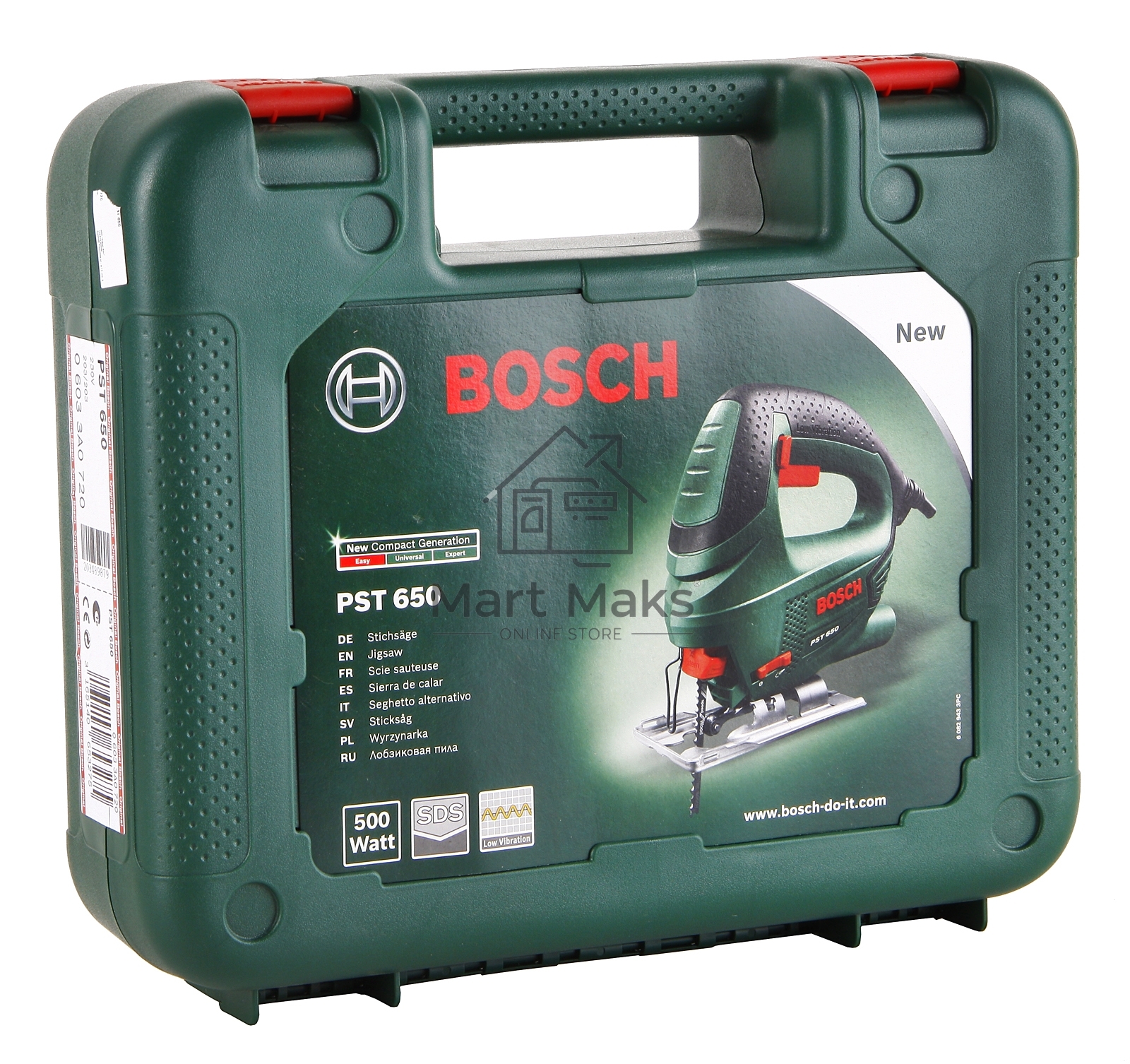 Лобзик Bosch PST 650 Лобзик, Номинальная потребляемая мощность 500 Вт,Выходная мощность 300 Вт,Число Ходов на холостом ходу 3.100 мин-1,Масса 1,6 кг06033A0720 