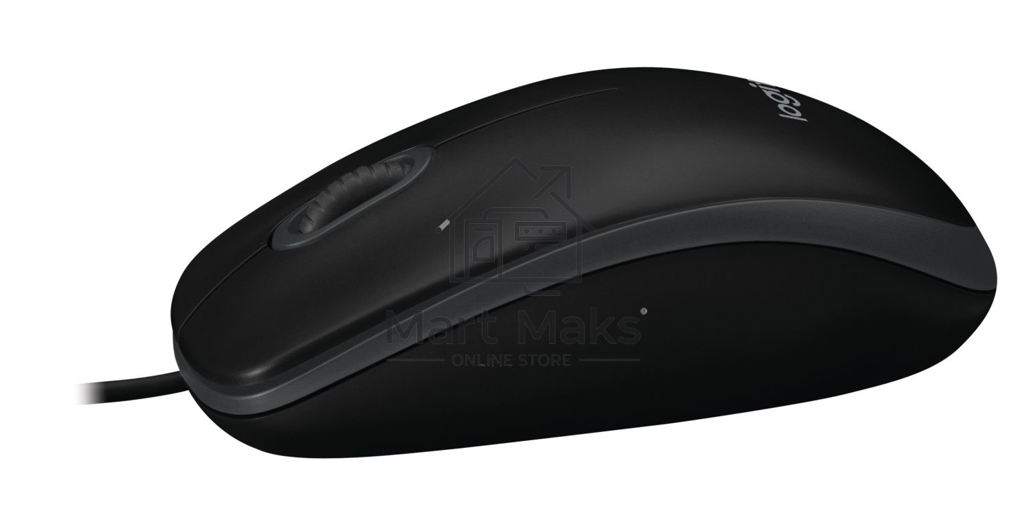 Мышь проводная Logitech B100 черный, 1000 dpi, USB, кнопки - 3