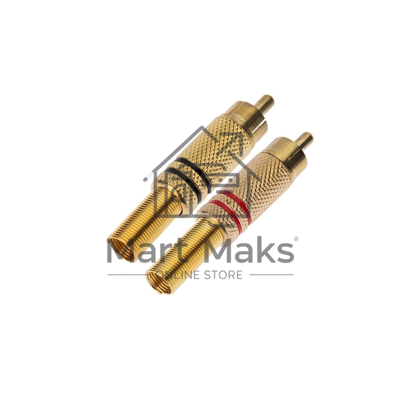 Разъем штекер Proconnect RCA металл пайка ZN черный/красный GOLD