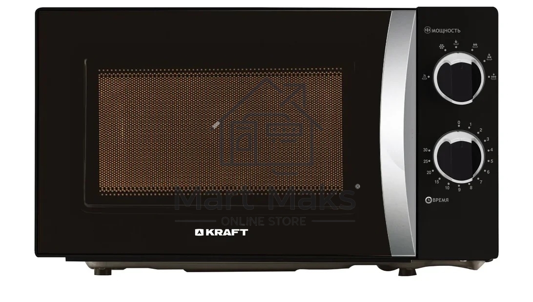 Микроволновая печь Kraft KF20MW7B-202M черный, 20 л, 700 Вт, переключатели - поворотный механизм