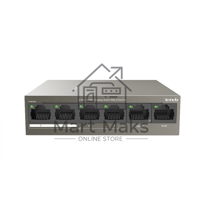Коммутатор Tenda TEF1106P-4-63W 6PORT 100M 4POE