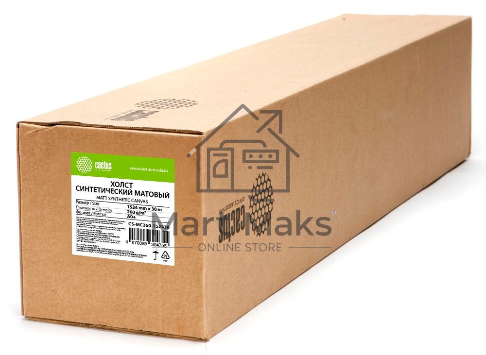 Холст Cactus CS-MC260-152430 A0+ 1524мм-30м/260г/м2/белый матовое синтетика для струйной печати втулка:50.8мм (2