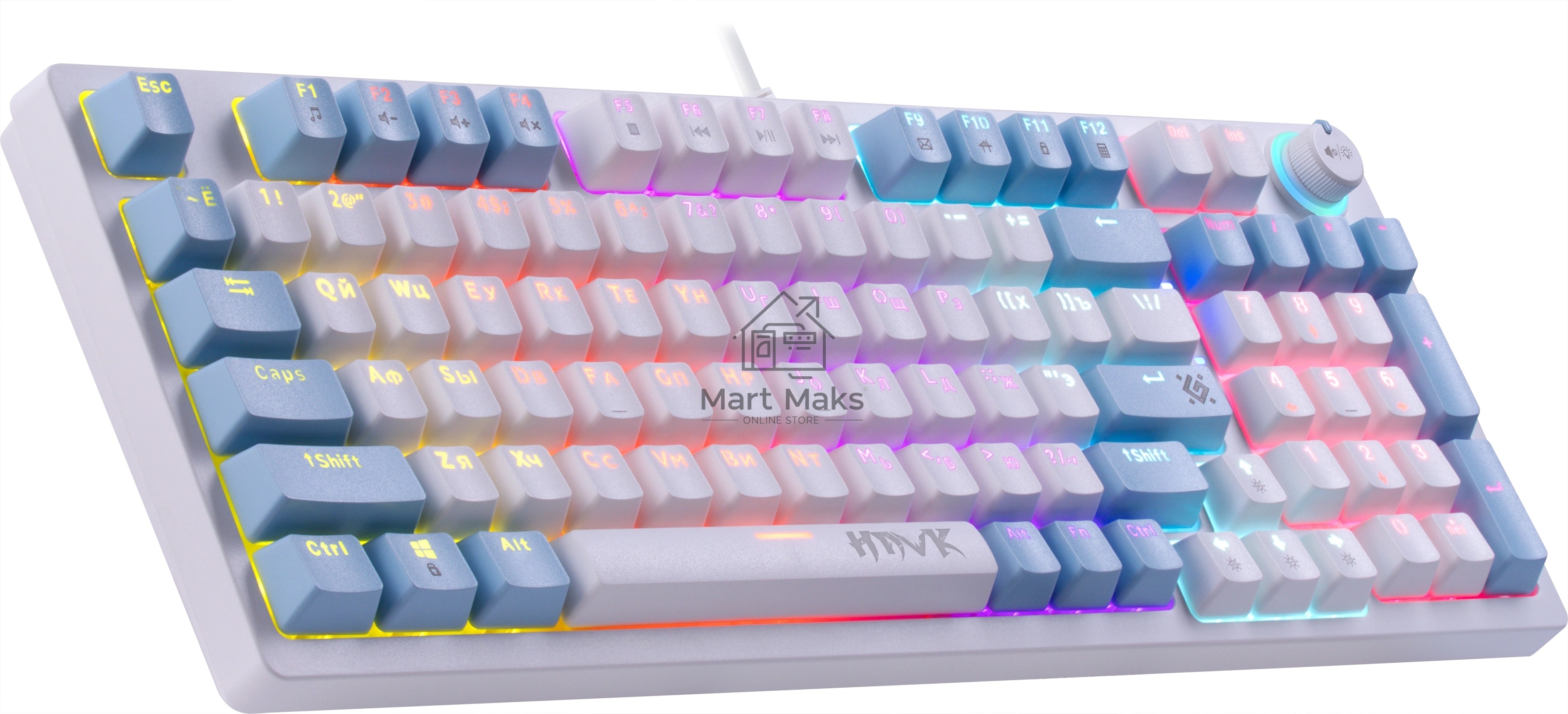 Клавиатура Defender Hawk GK-418 проводная, USB, белый + голубой