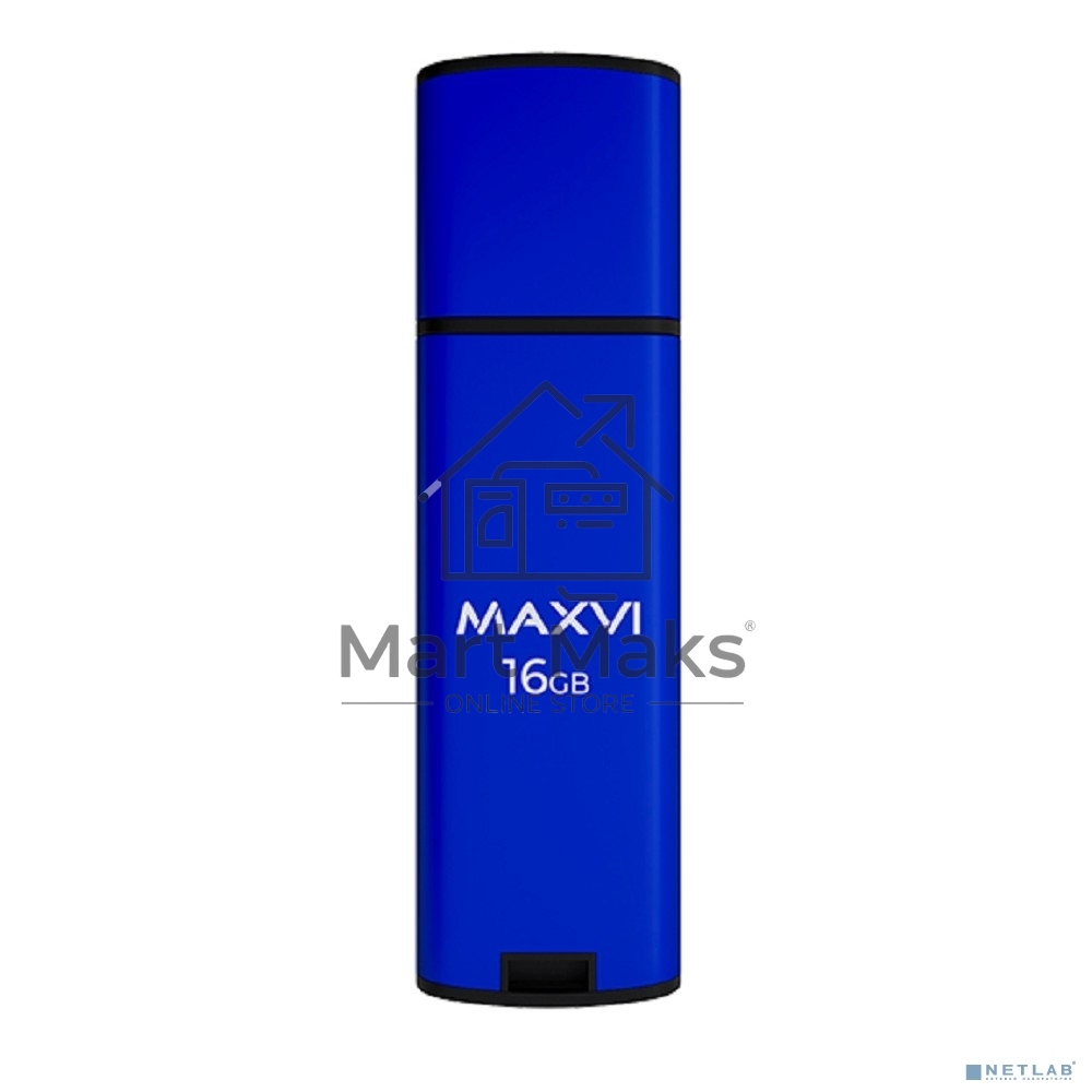 Флешка USB Maxvi MP2 blue (FD16GbUSB20C10MP2), 16Gb, USB 2.0, R/W 15/5, синий/черный