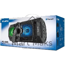 Мобильные колонки SVEN PS-655 2.0 черные (2x25W, mini Jack, USB Type-C, USB flash, Bluetooth, FM, micro SD, ПДУ, LED экран, 4400 мA, RGB подсветка)