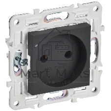 Розетка IEK SKANDY SK-R02G 10А графит без заземл. без защ. шторок SK-R10-10-K53