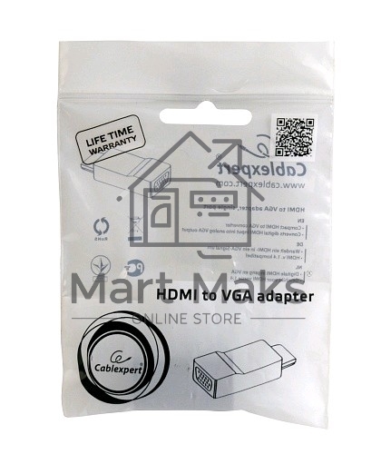 Переходник HDMI-VGA Cablexpert A-HDMI-VGA-02, 19M/15F, Jack3.5 аудиовыход