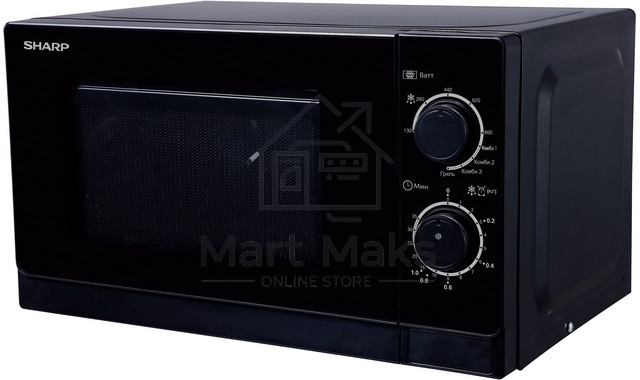 Микроволновая печь Sharp R6000RK черный, 20 л, 800 Вт, переключатели - поворотный механизм