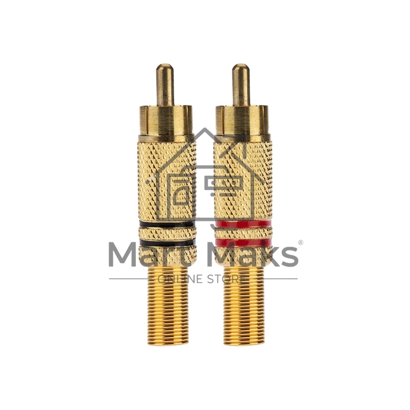 Разъем штекер Proconnect RCA металл пайка ZN черный/красный GOLD