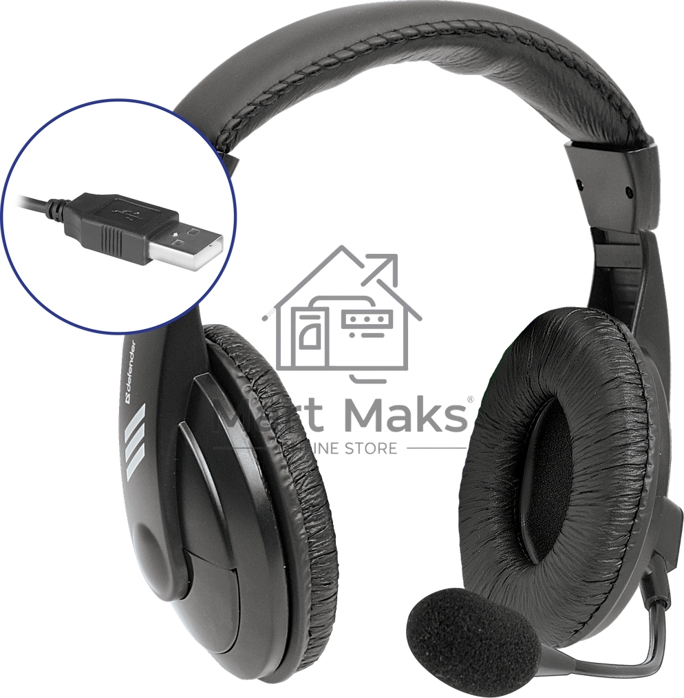 Гарнитура Defender Gryphon 750U USB, черный, 1.8м кабель