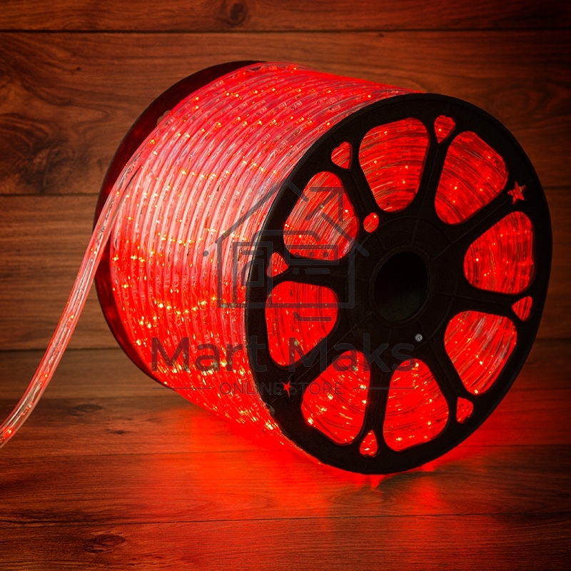 Дюралайт LED, постоянное свечение (2W) - красный Эконом 24 LED/м, бухта 100м