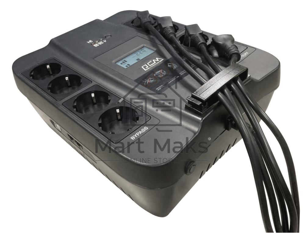 Источник бесперебойного питания Powercom Back-UPS SPIDER, Line-Interactive, LCD, AVR, 550VA/330W, Schuko, USB, black (1456259)