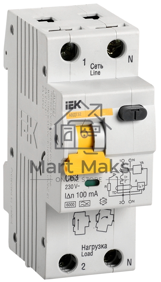Автоматический выключатель дифф. тока Iek MAD22-5-063-C-100 АВДТ 32 C63 100мА