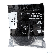 Кабель HDMI Cablexpert CC-HDMI4L-15M, 15м, v2.0, 19M/19M, серия Light, черный, позол.разъемы, экран, пакет