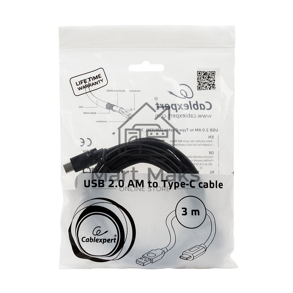 Кабель Cablexpert CCP-USB2-AMCM-10 USB2.0 AM/USB3.1TypeC, 3м, 