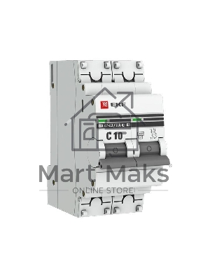 Выключатель автоматический модульный 2п C 10А 4.5кА ВА 47-63 PROxima EKF mcb4763-2-10C-pro