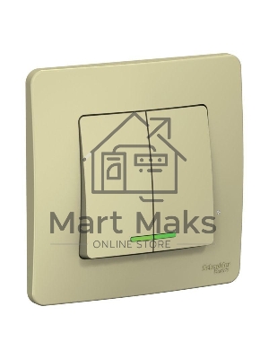 Выключатель 2-кл. СП BLANCA (сх.5) 10А 250В с подсветкой беж. SchE BLNVS010517