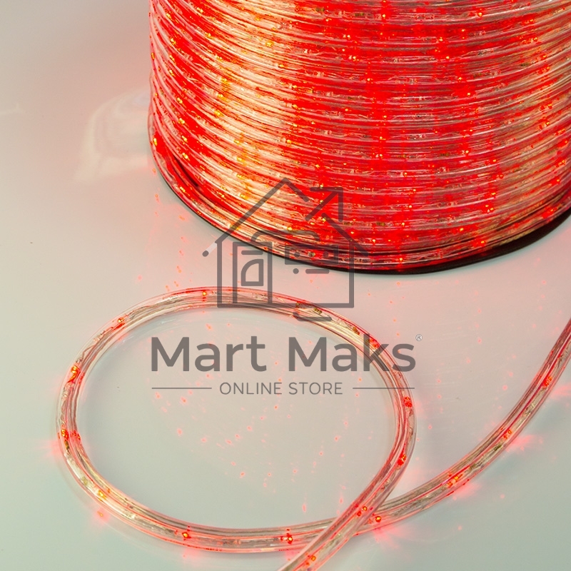 Дюралайт LED, постоянное свечение (2W) - красный Эконом 24 LED/м, бухта 100м