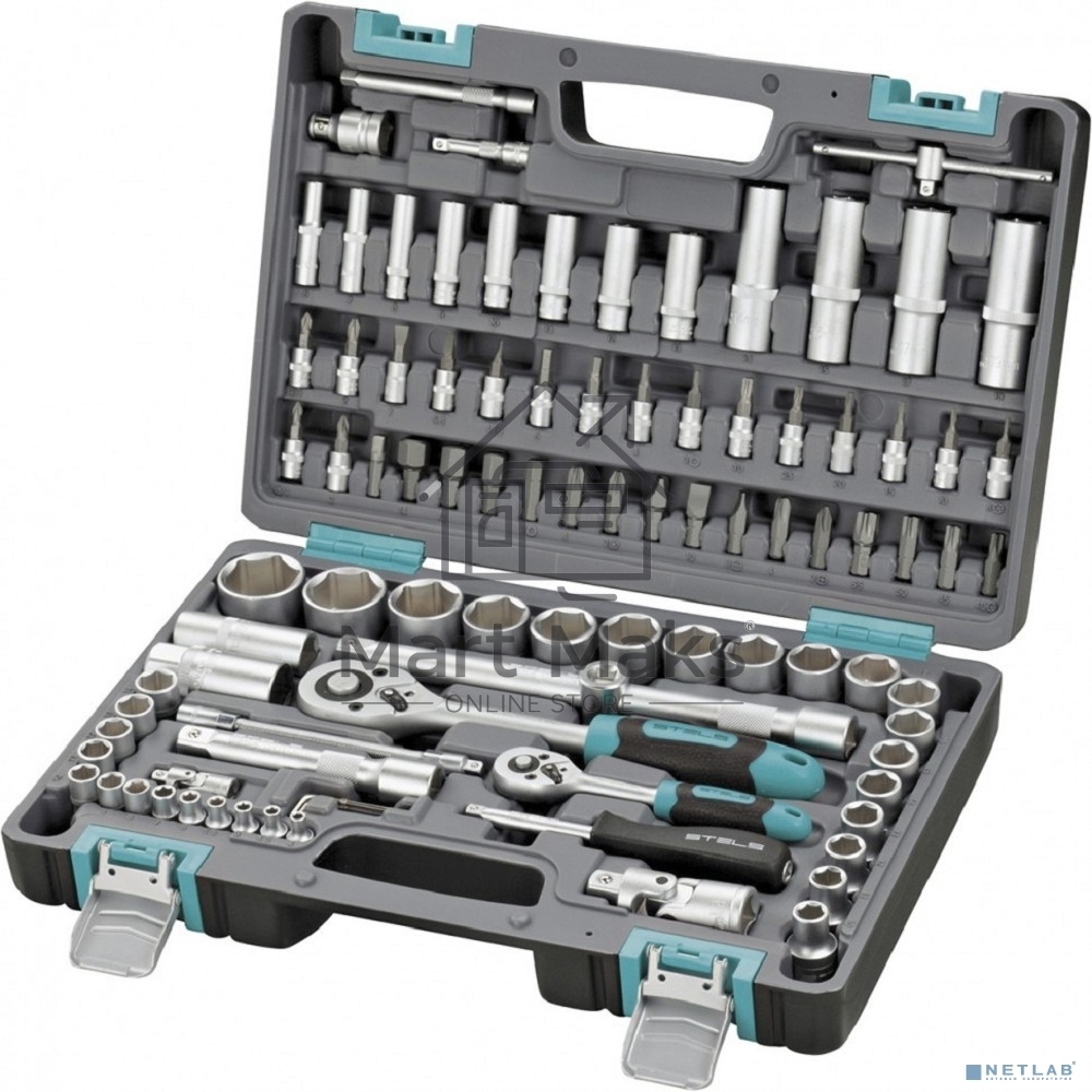 Набор инструментов STELS 141061/2'' 1/4'' CrV пластиковый кейс  94 предм.