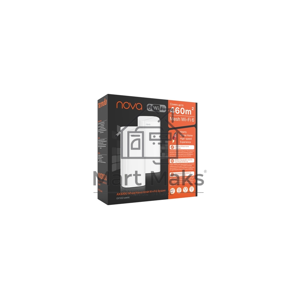 Двухдиапазонная Wi-Fi Mesh система TENDA AX3000 WI-FI EX12(2-PACK)