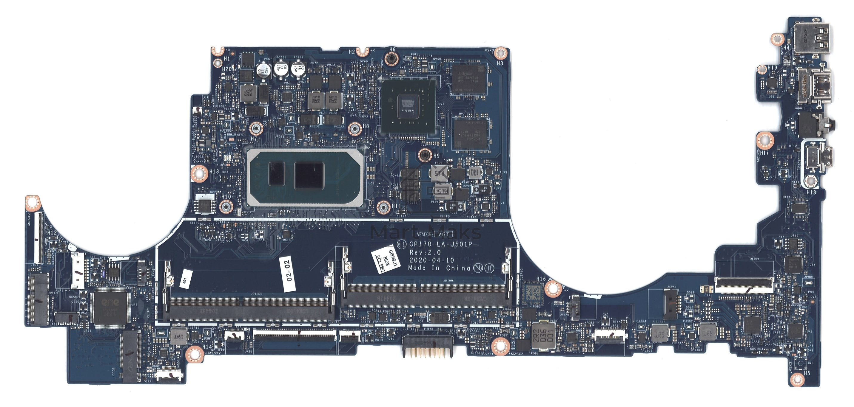 Материнская плата LA-J501P GPI70 HP Envy 17-CG i7-1065G Nvidia MX330