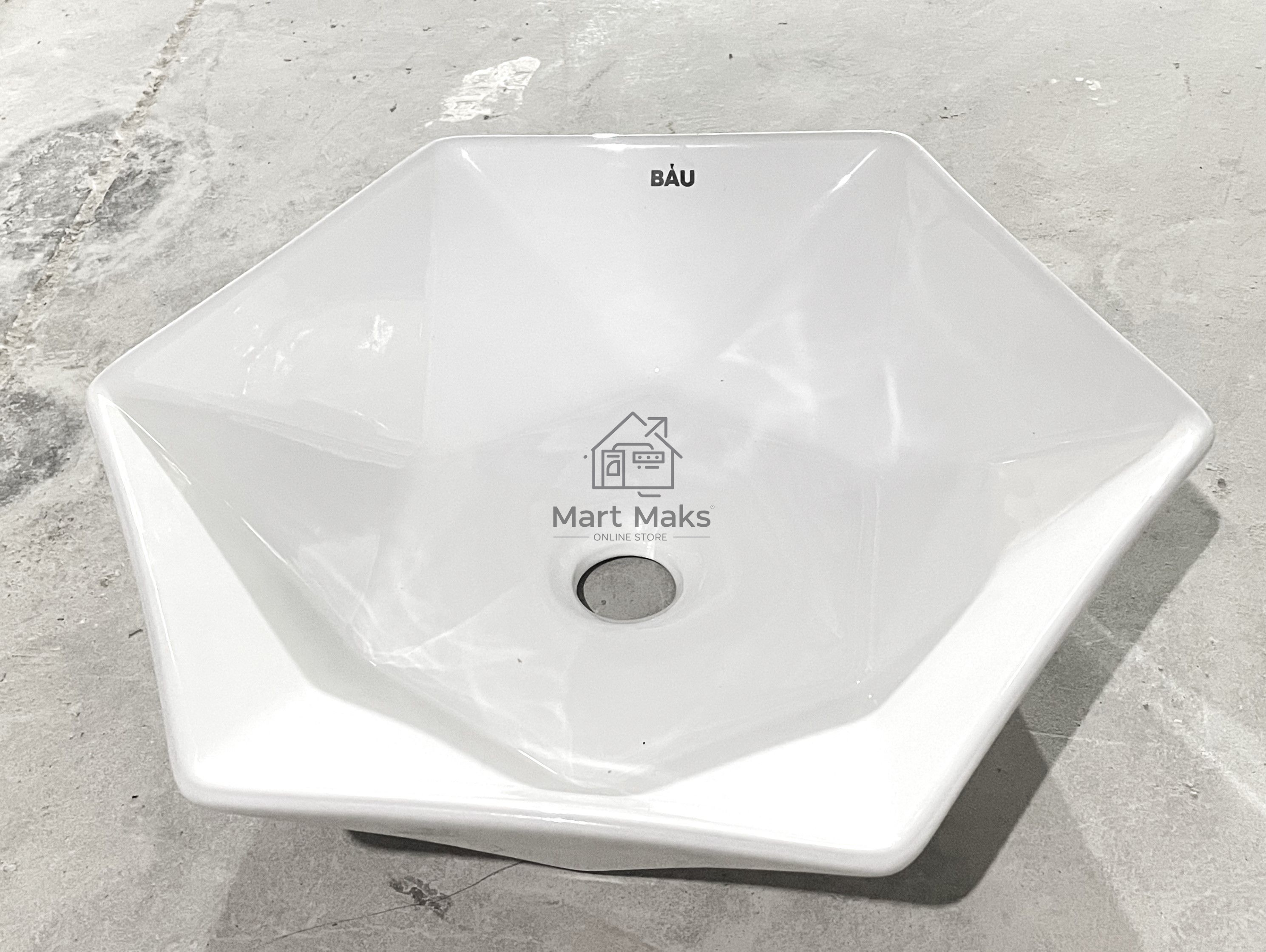Раковина накладная на столешницу BAU Crystal 40х40, белая + выпуск клик-клак, хром