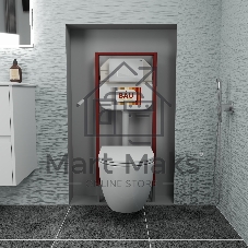 Комплект BAU 6 в 1: рамная инсталляция, унитаз подвесной безободковый Bau Dream 53, сиденье дюропласт микролифт, кнопка смыва BAU Hotel , белый глянец
